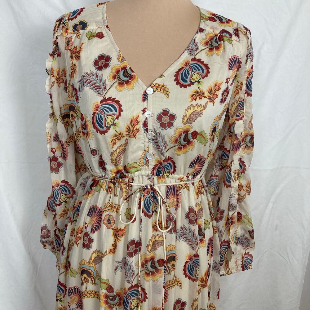 Stylish Nature Tiered Maxi Dress M Floral Pullover Ruffle Boho Chic Hippie Retro - Picture 4 of 9